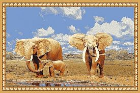 Шерстяной пейзажный ковер Hunnu 6S1028 82 слоны