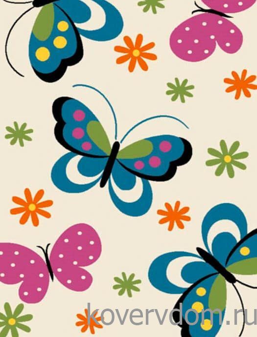 Детский ковер Яркие бабочки Кристэл 0772 cream